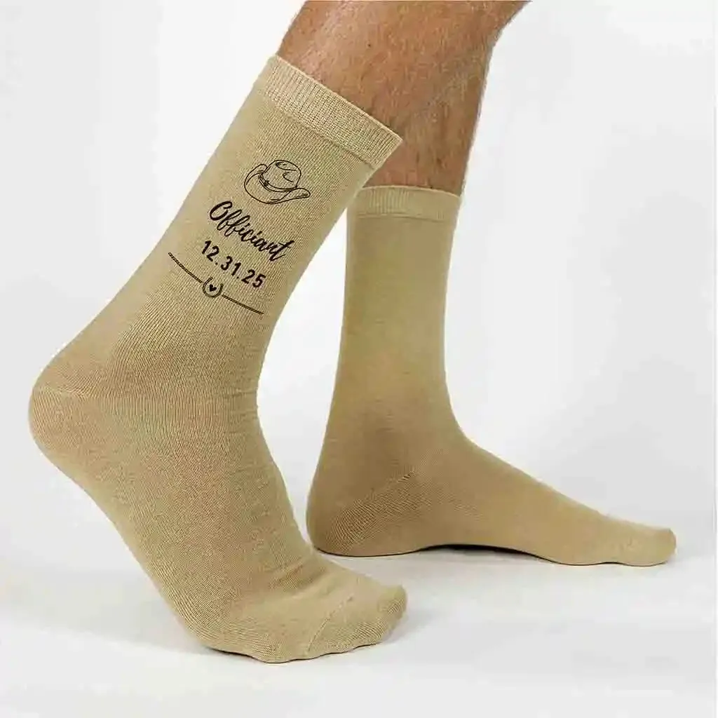 Personalized Cowboy Hat Groomsmen Socks for a Western Wedding Theme