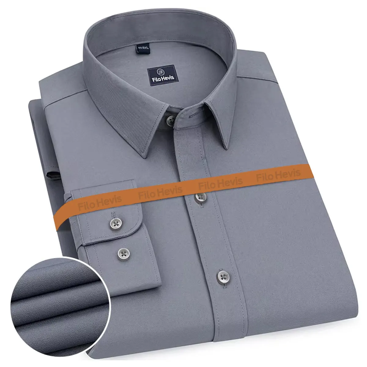 Plain Cotton Blend Solid Shirts Light Grey