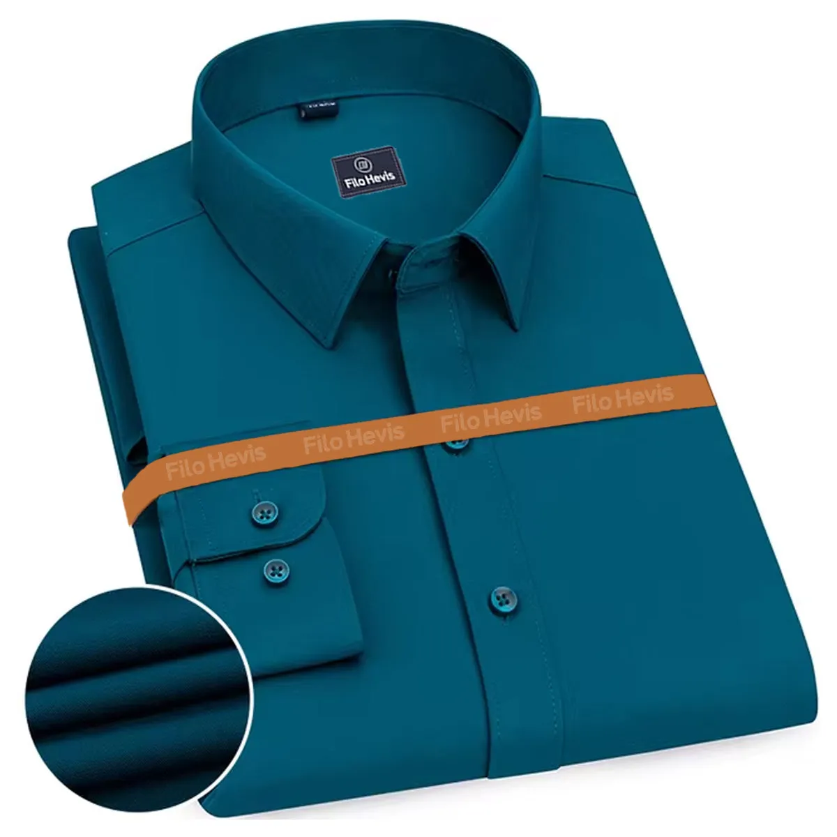 Plain Cotton Blend Solid Shirts Teal Blue