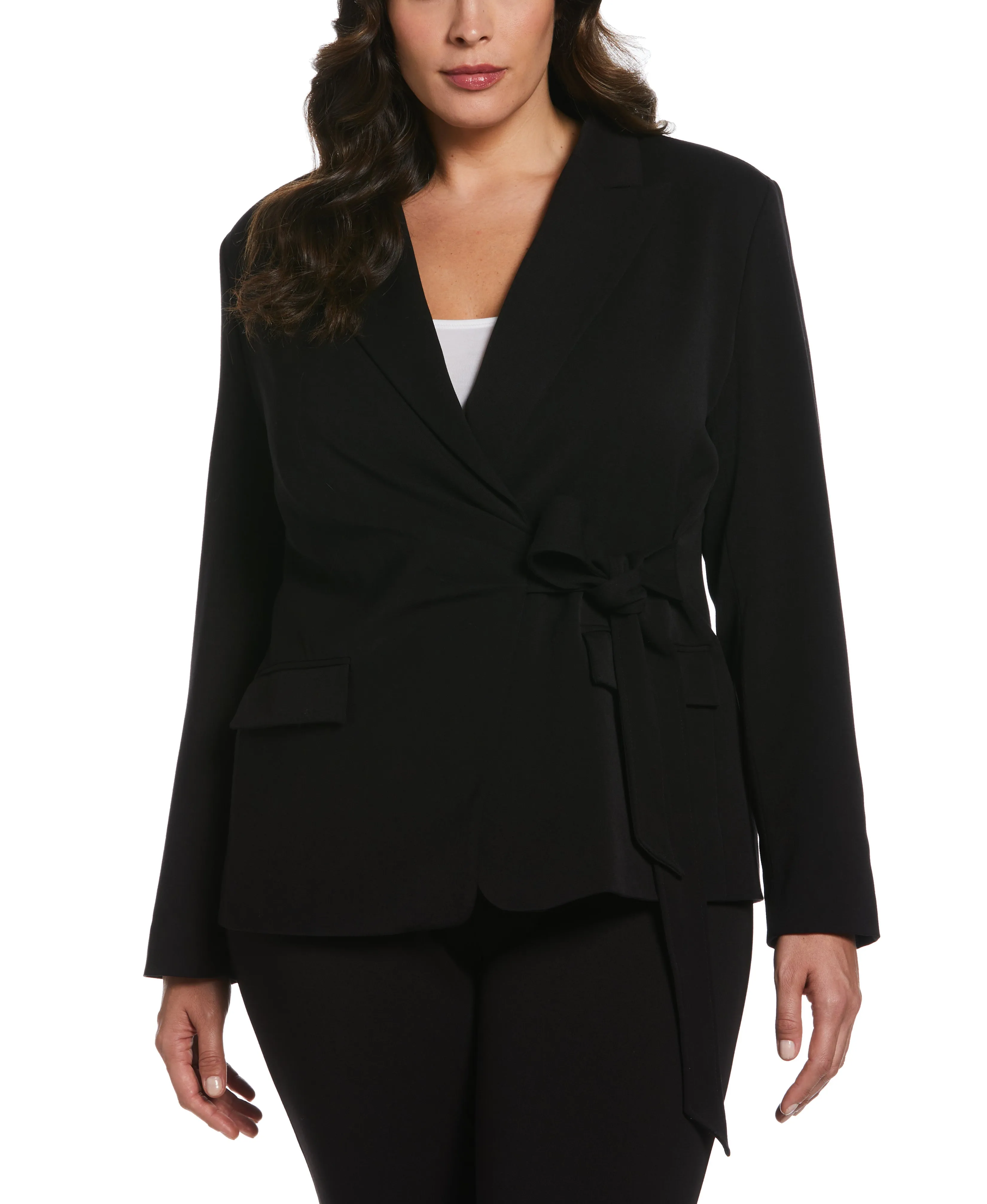 Plus Size Front Tie Wrap Suit