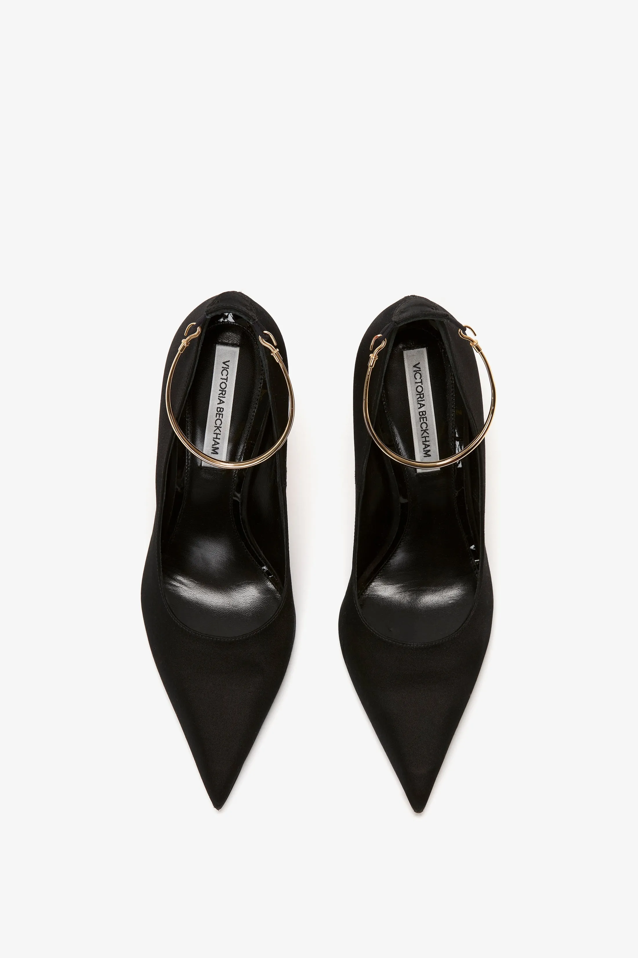 Pointy Toe Pump in Black Satin