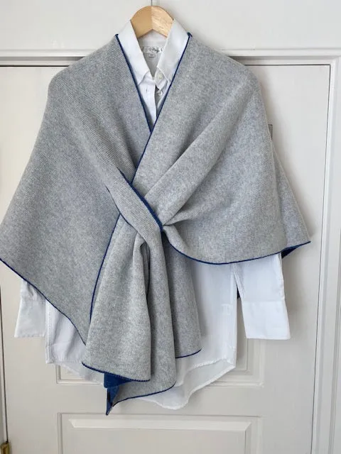 Reversible Italian Wrap-Copenhagen Blue/Pale Grey