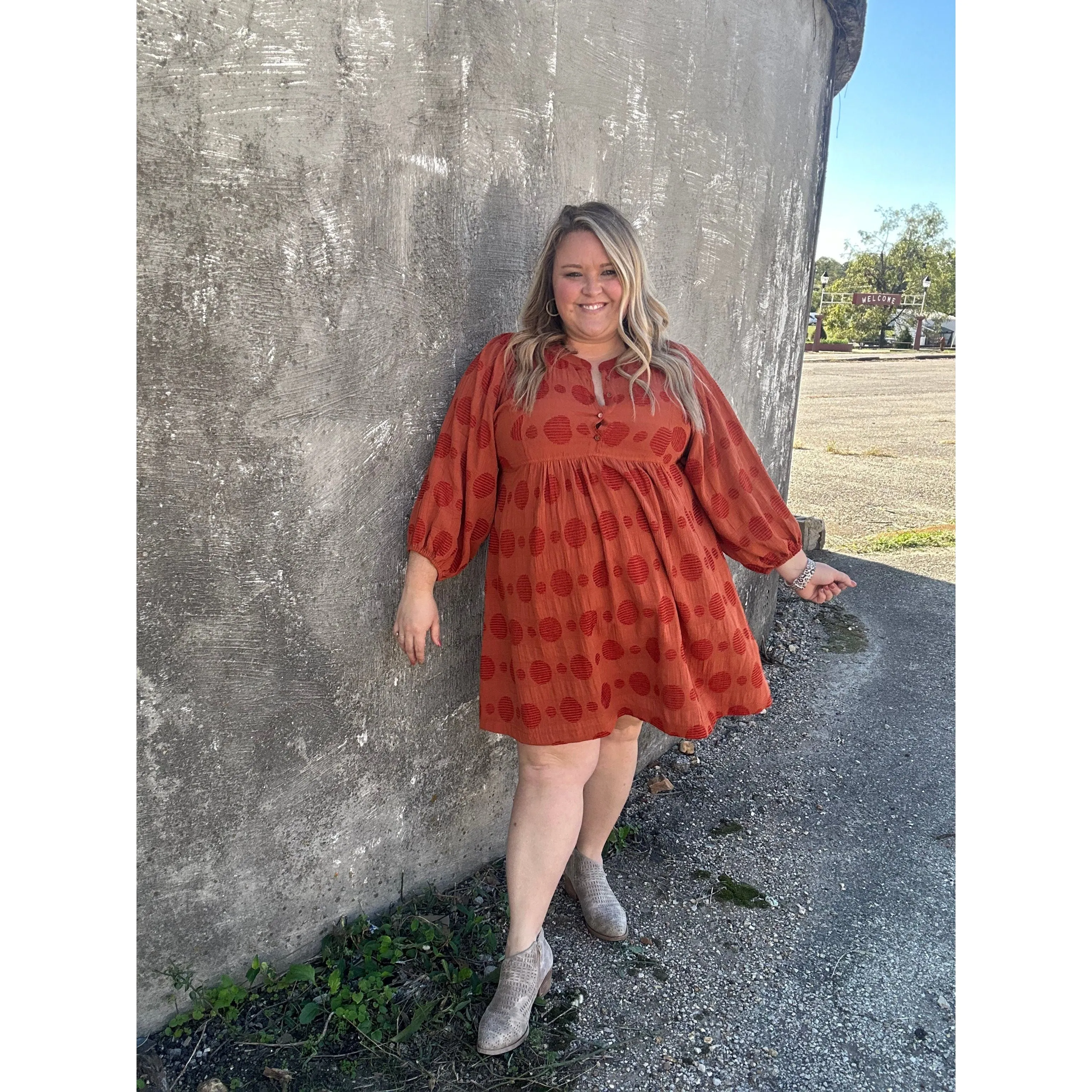 'Rusty Dots' Curvy Dress