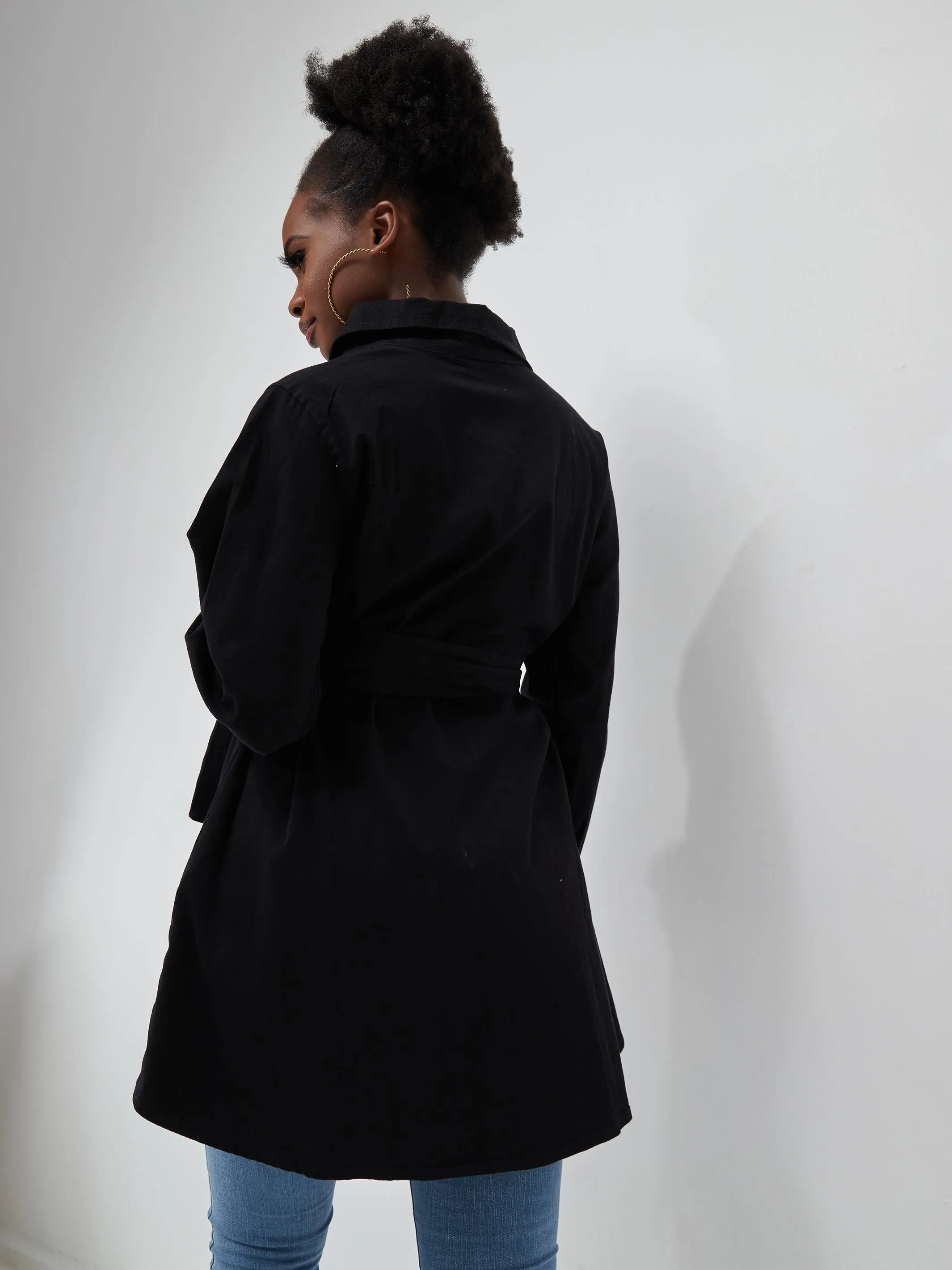 Safari Basic Belted Coat (Long) - Black