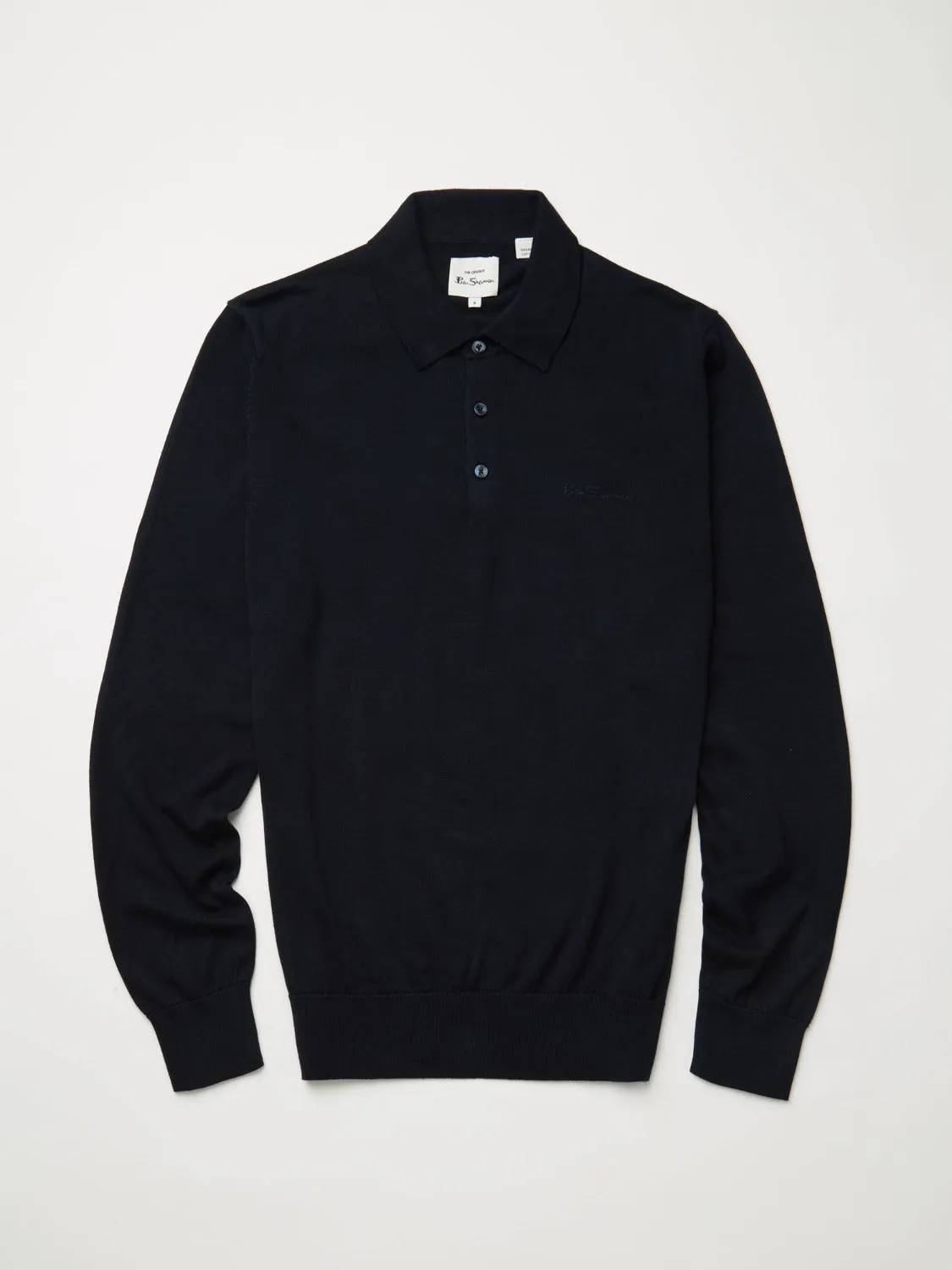 Signature Long-Sleeve Knit Polo - Dark Navy