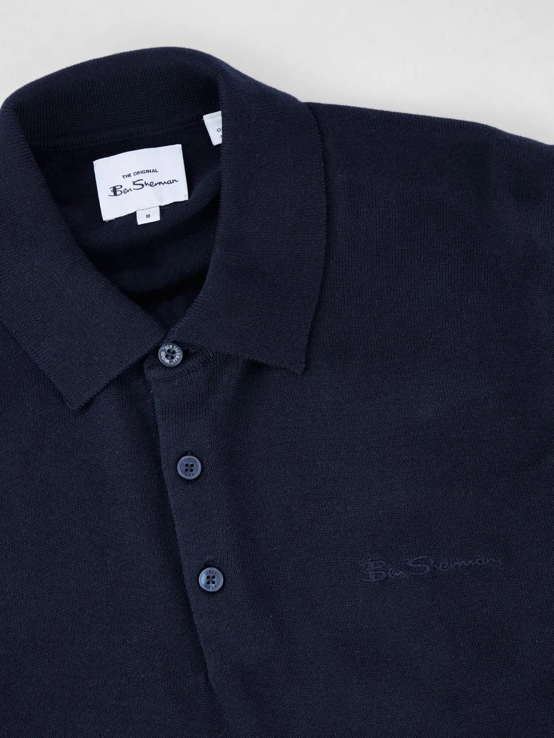 Signature Long-Sleeve Knit Polo - Dark Navy