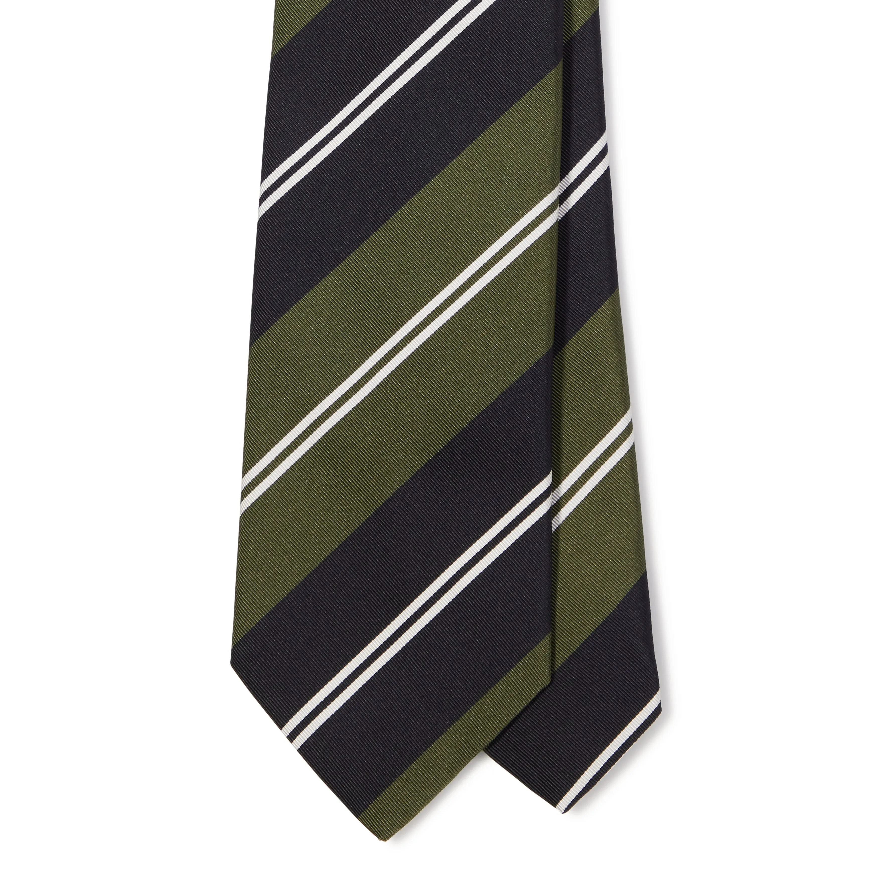 Silk Cotton Regimental Stripe Tipped-Tie