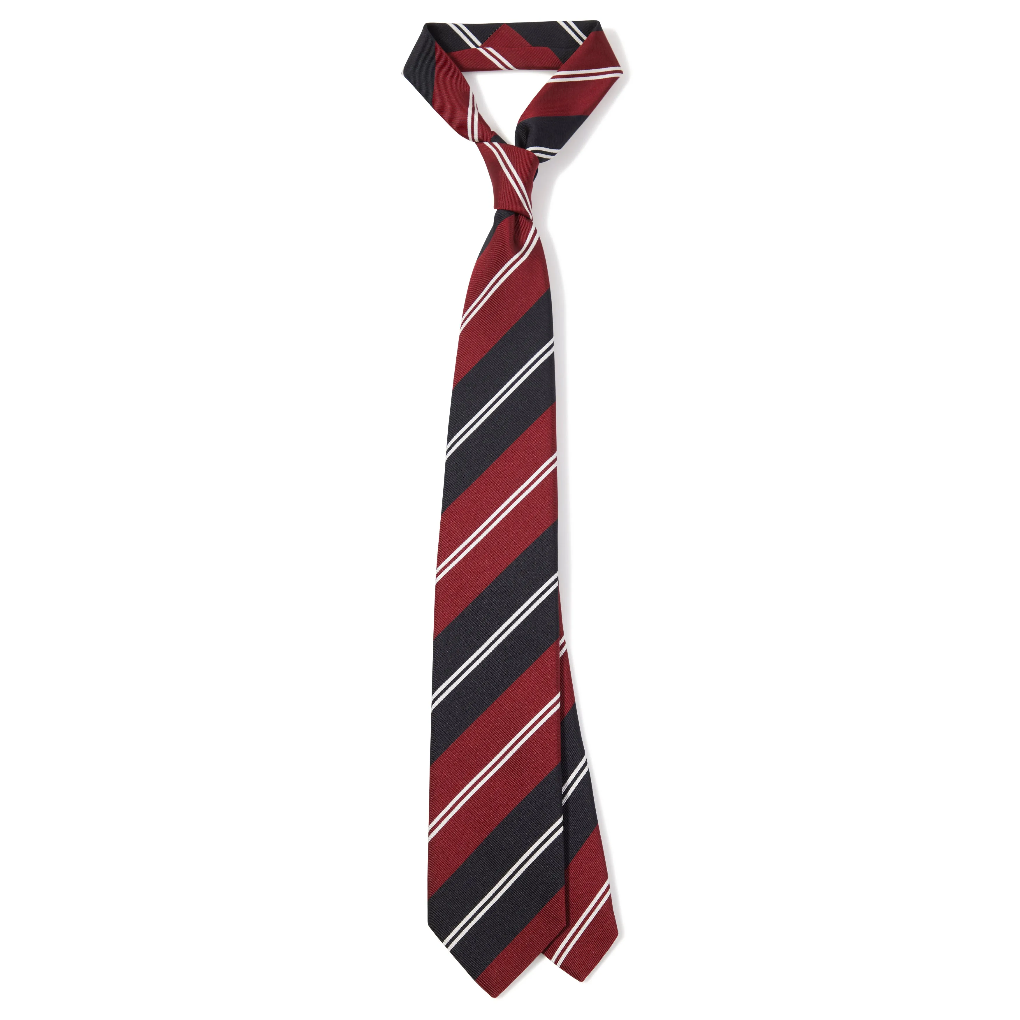 Silk Cotton Regimental Stripe Tipped-Tie