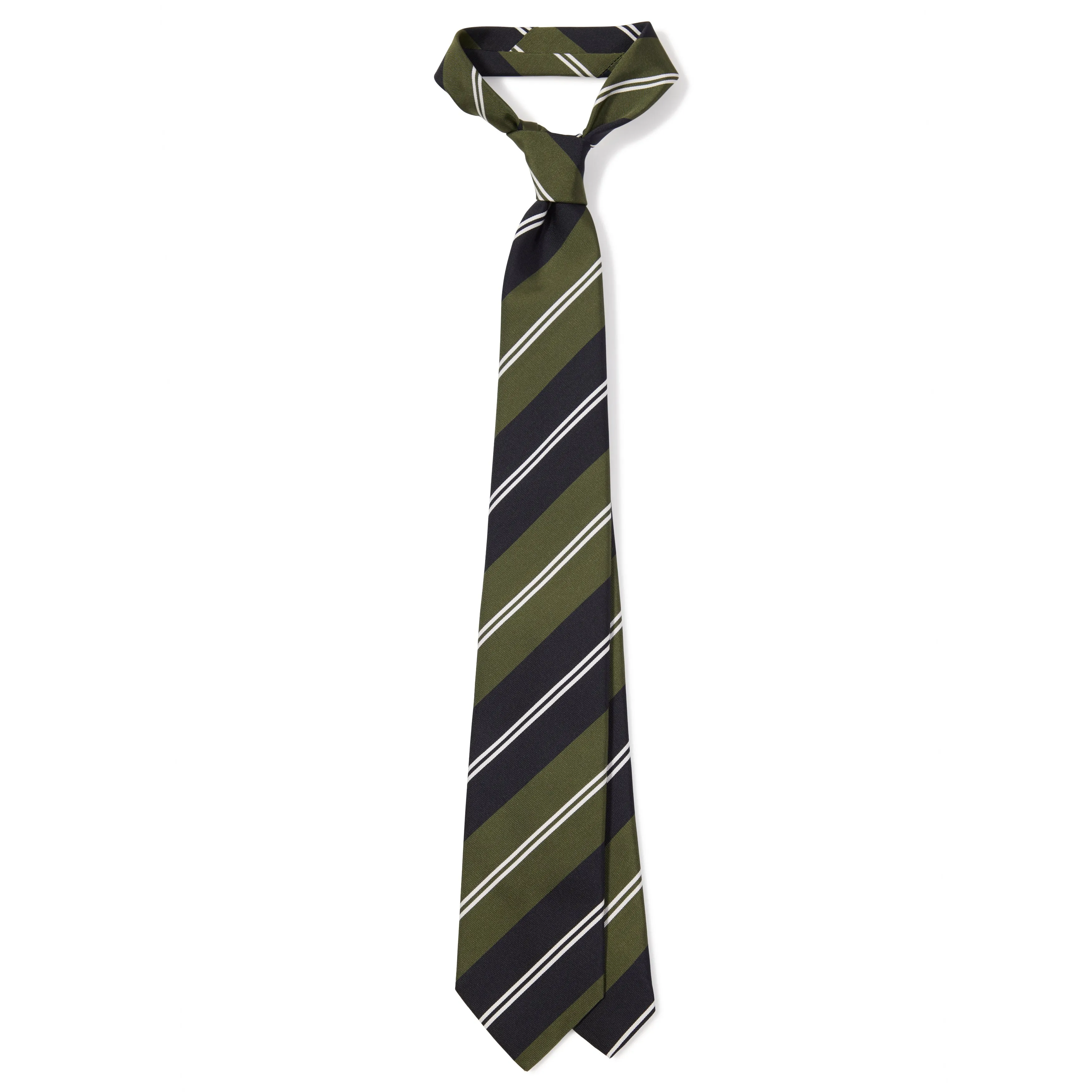 Silk Cotton Regimental Stripe Tipped-Tie