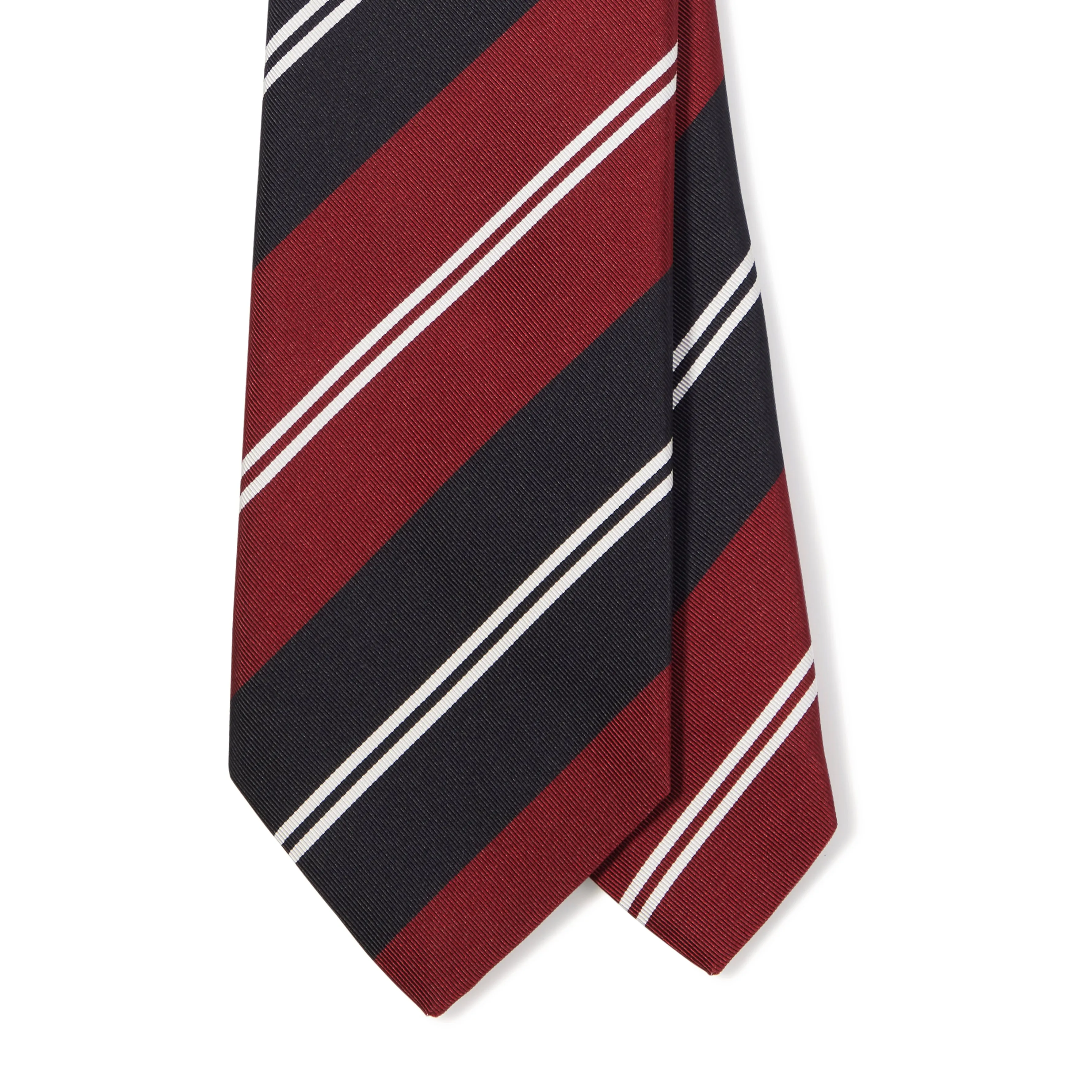 Silk Cotton Regimental Stripe Tipped-Tie