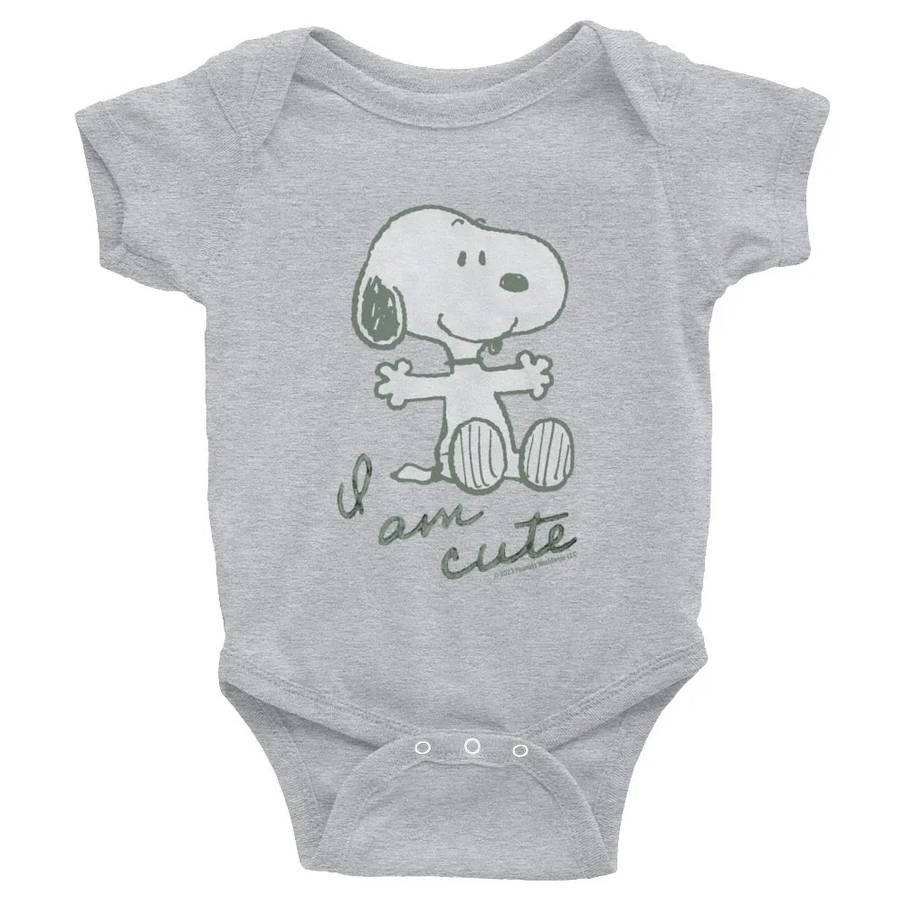 Snoopy I Am Cute Baby Bodysuit