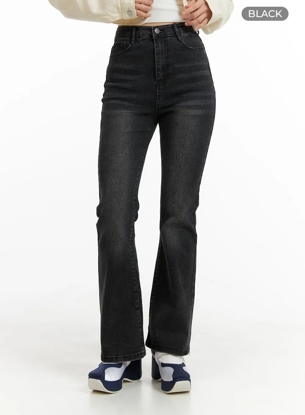 Solid Flared Jeans OM411