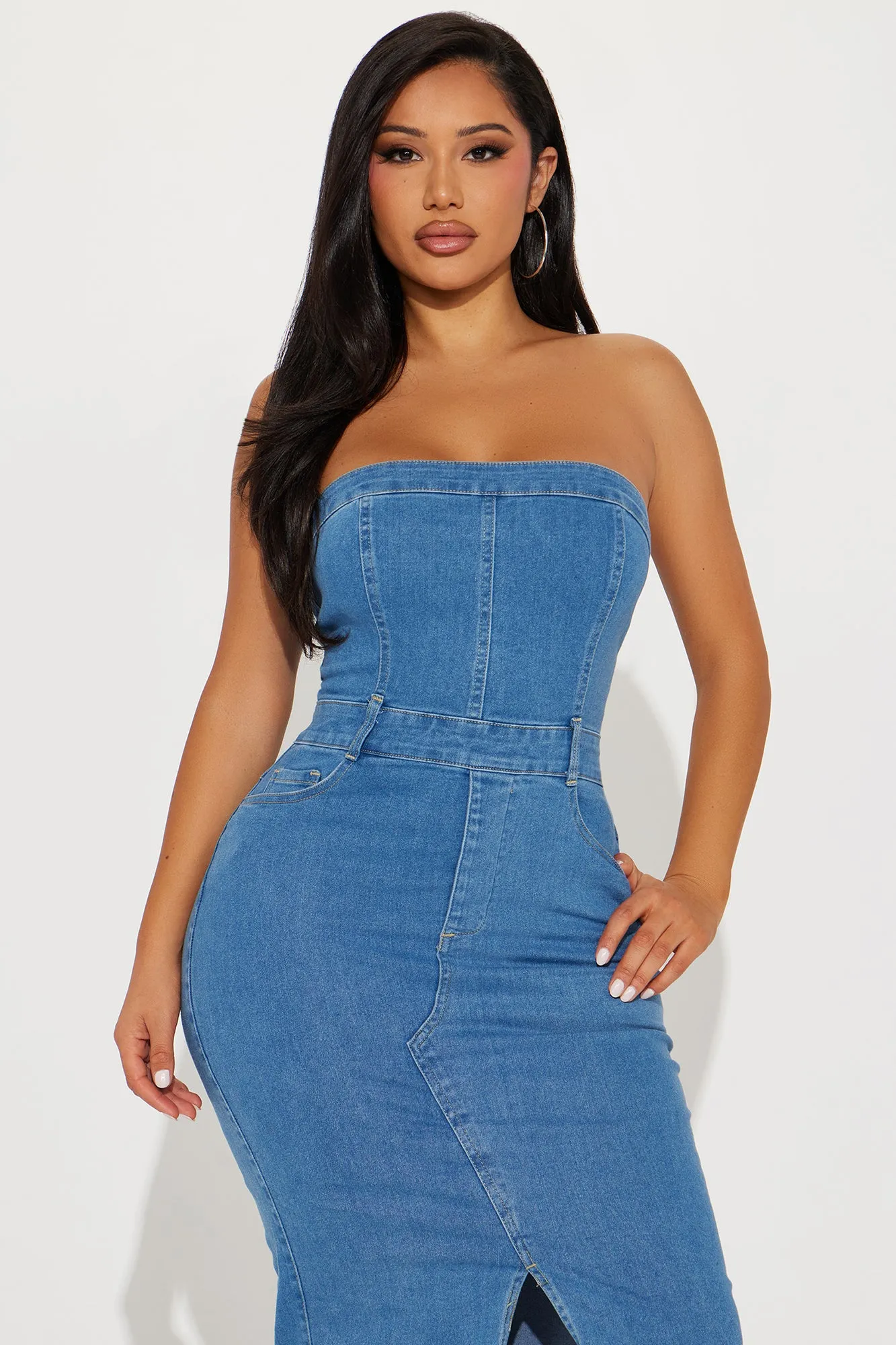 Stella Denim Midi Dress - Medium Wash