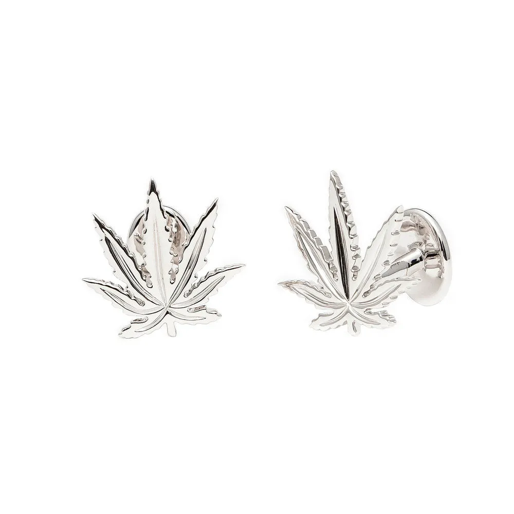 Sterling Silver Sativa Leaf Classic Cufflinks