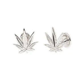 Sterling Silver Sativa Leaf Classic Cufflinks