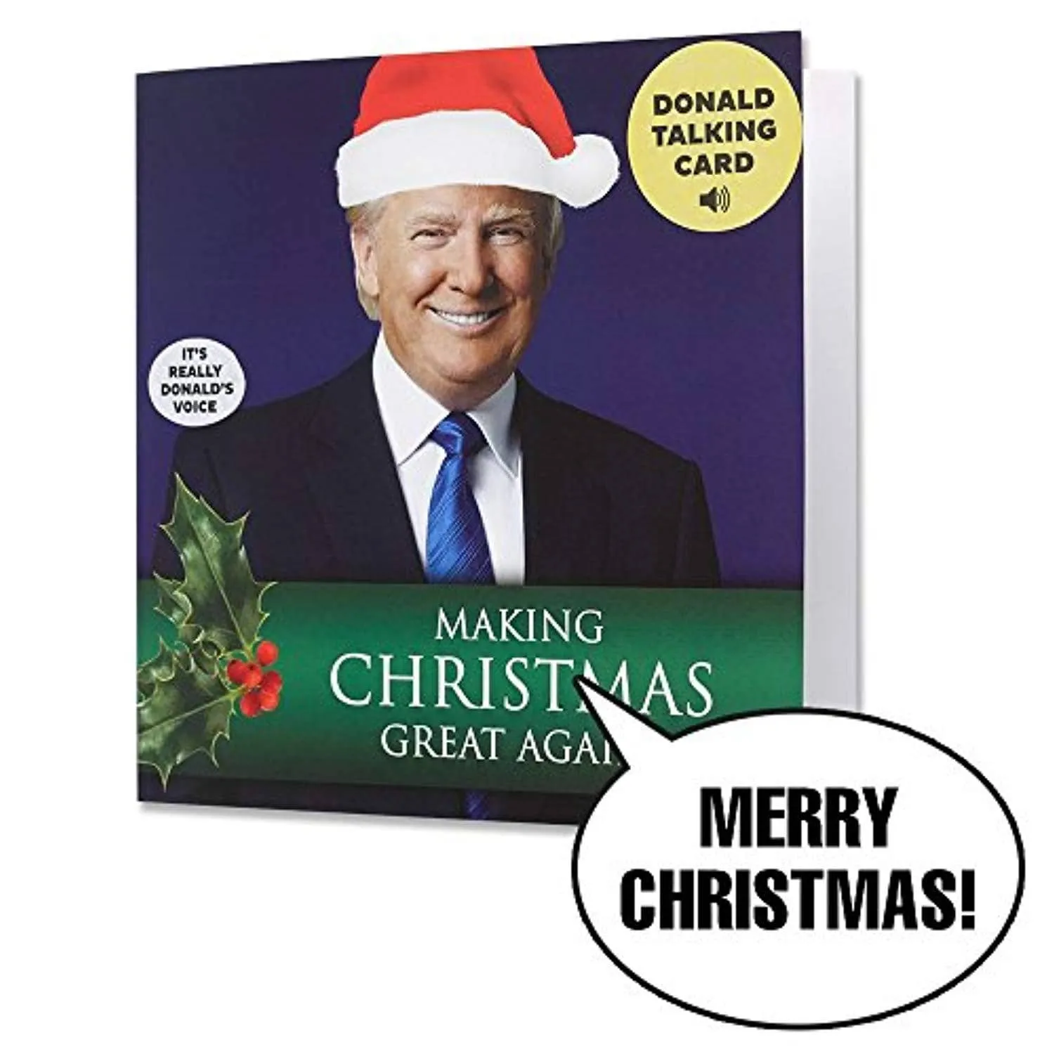 Talking Trump Christmas Card with Envelope - Wishes You A Merry Christmas In Donald Trump's REAL Voice