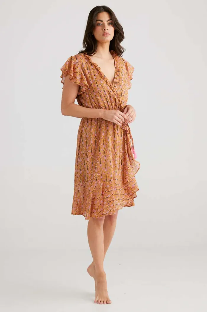 Tarot Wrap Dress, Spanish Rose