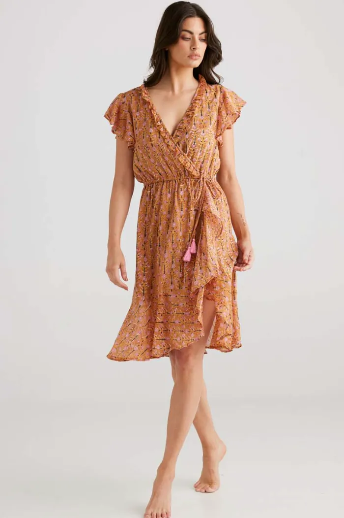 Tarot Wrap Dress, Spanish Rose