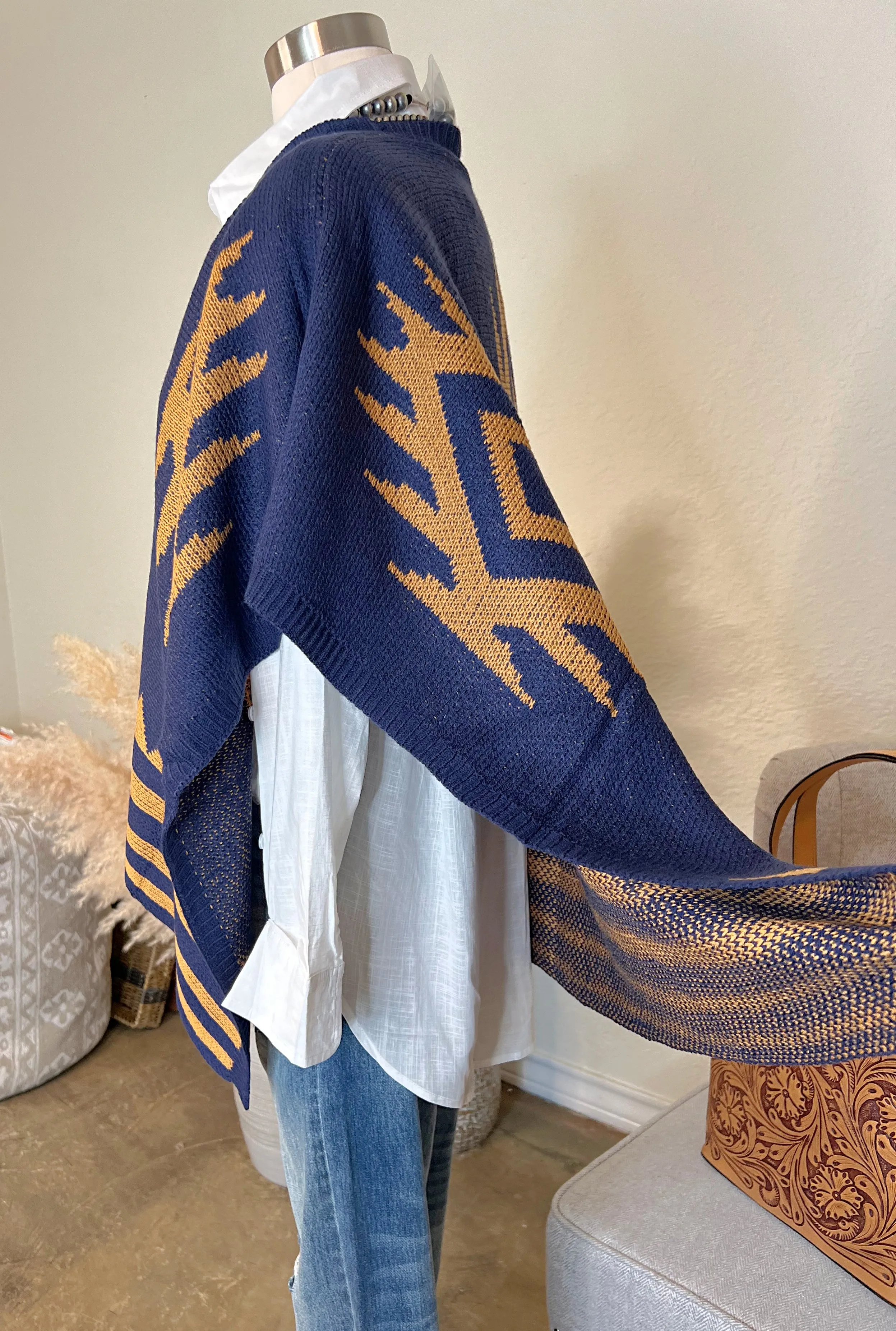 The Santa Fe ~ Aztec Wrap in Navy