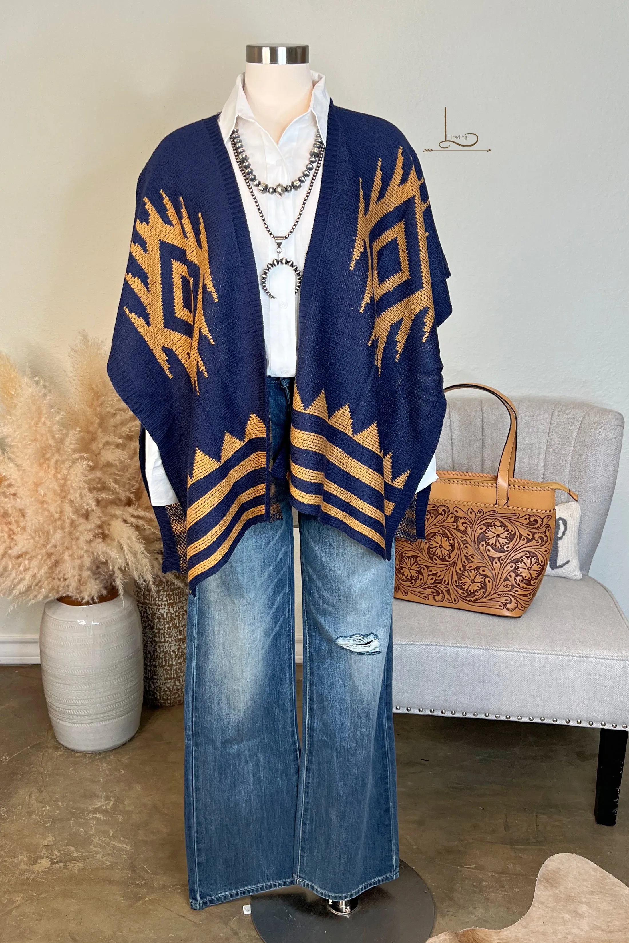 The Santa Fe ~ Aztec Wrap in Navy