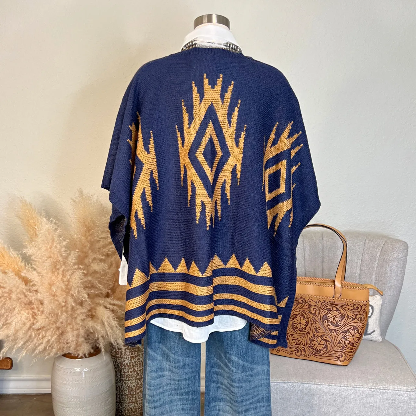 The Santa Fe ~ Aztec Wrap in Navy