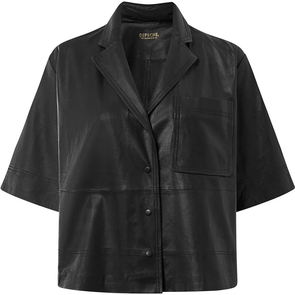 Thora leather shirt in soft quality / 51018 - Black (Nero)