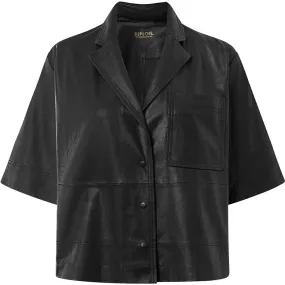 Thora leather shirt in soft quality / 51018 - Black (Nero)