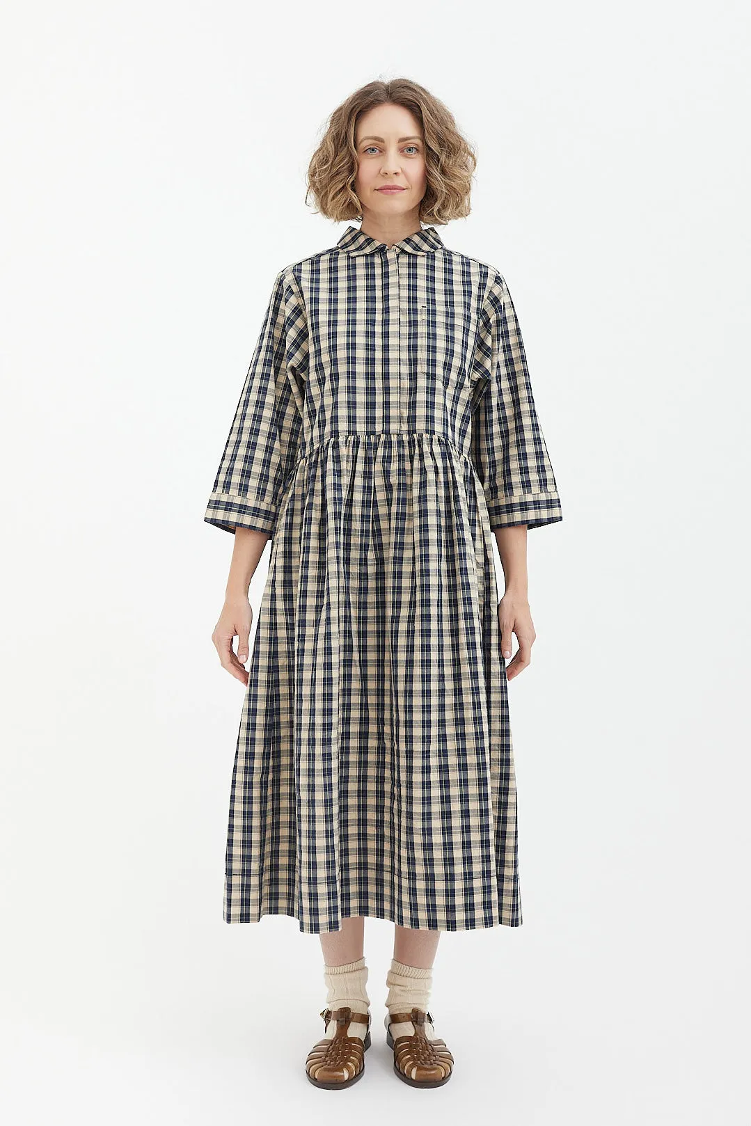 Toast - Check Organic Crinkle Poplin Shirt Dress