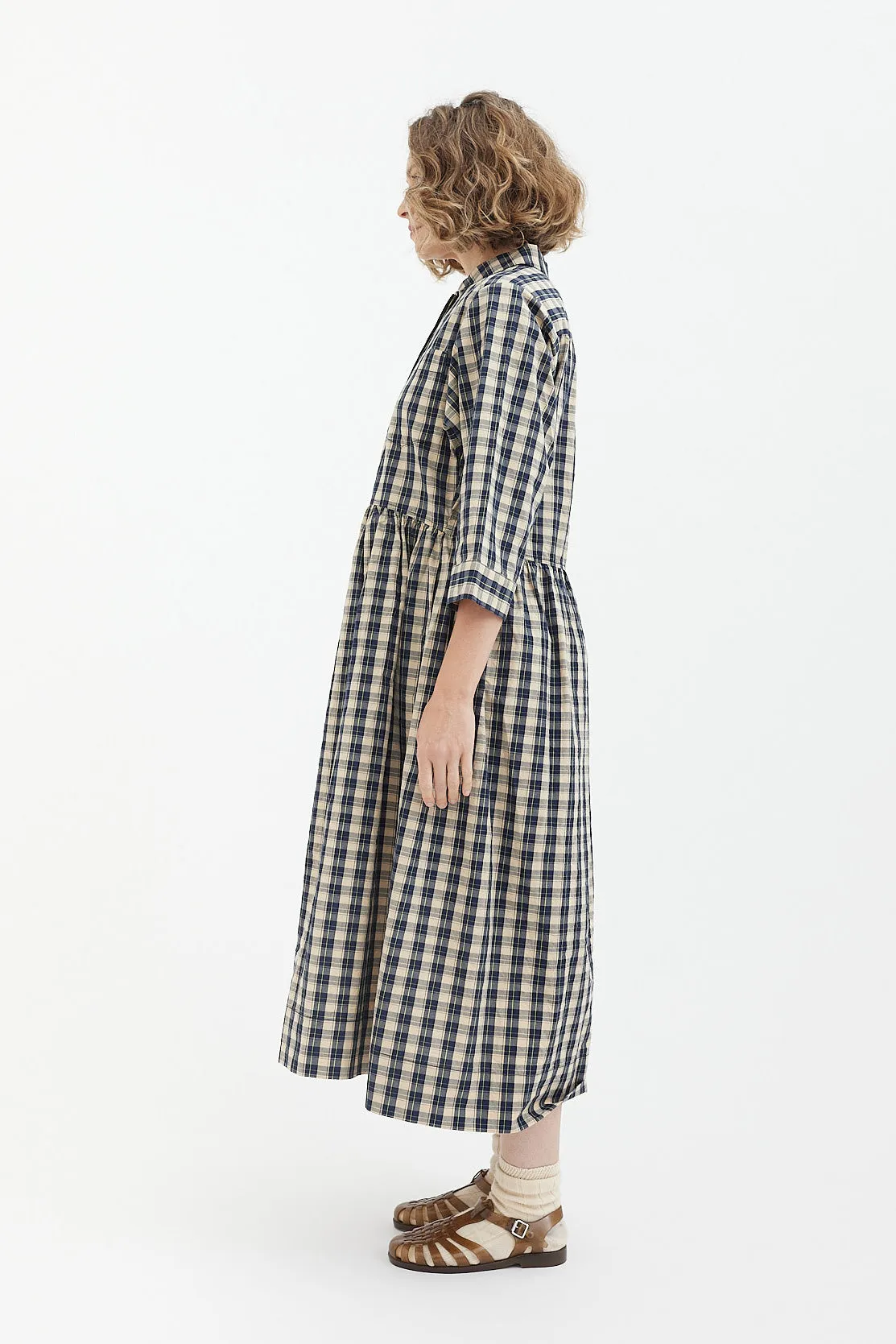 Toast - Check Organic Crinkle Poplin Shirt Dress