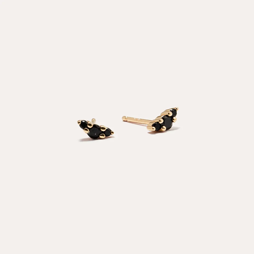 Trio Dark Spinel Stud Earrings in 14kt Gold Over Sterling Silver