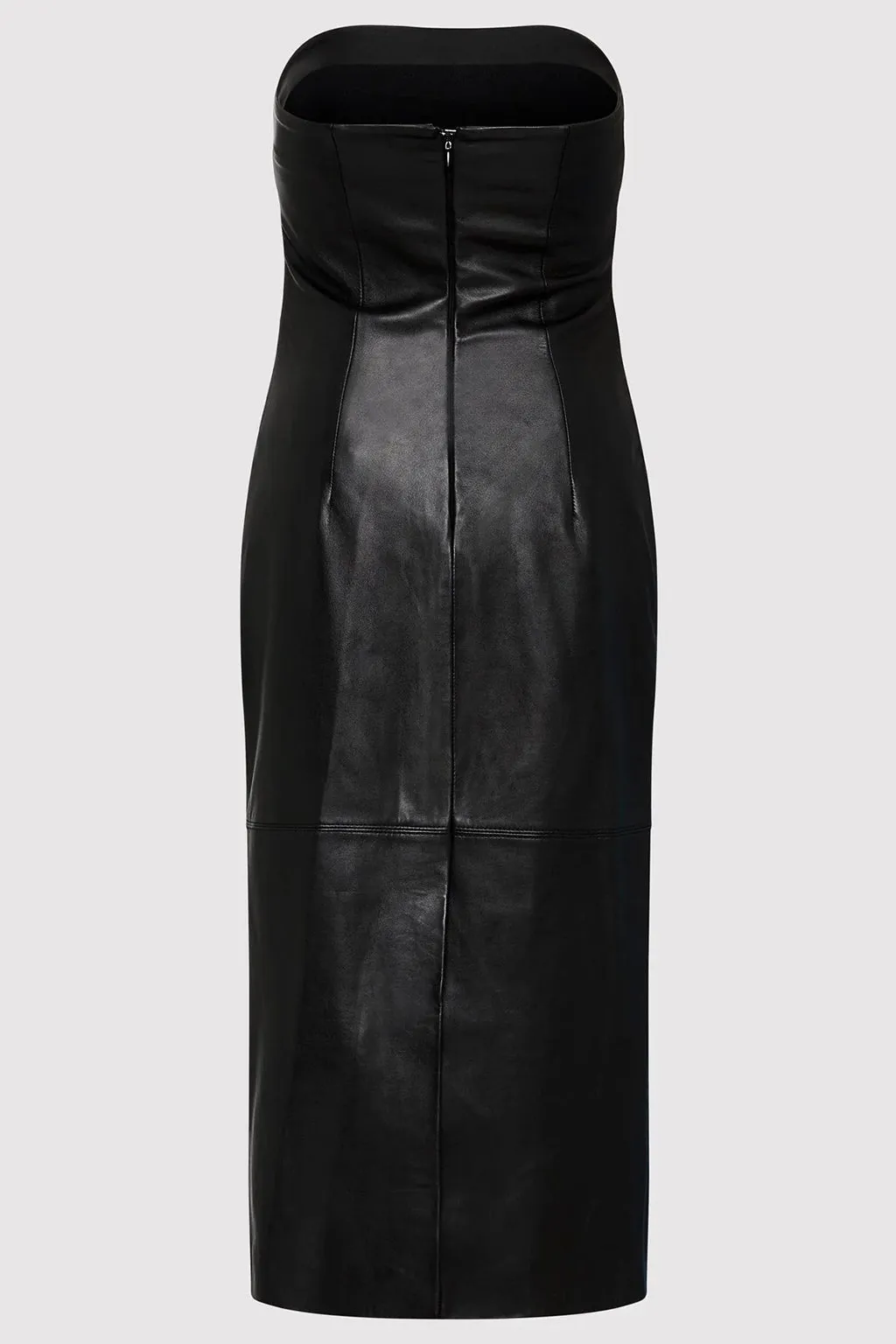 TUCK DETAIL LEATHER DRESS