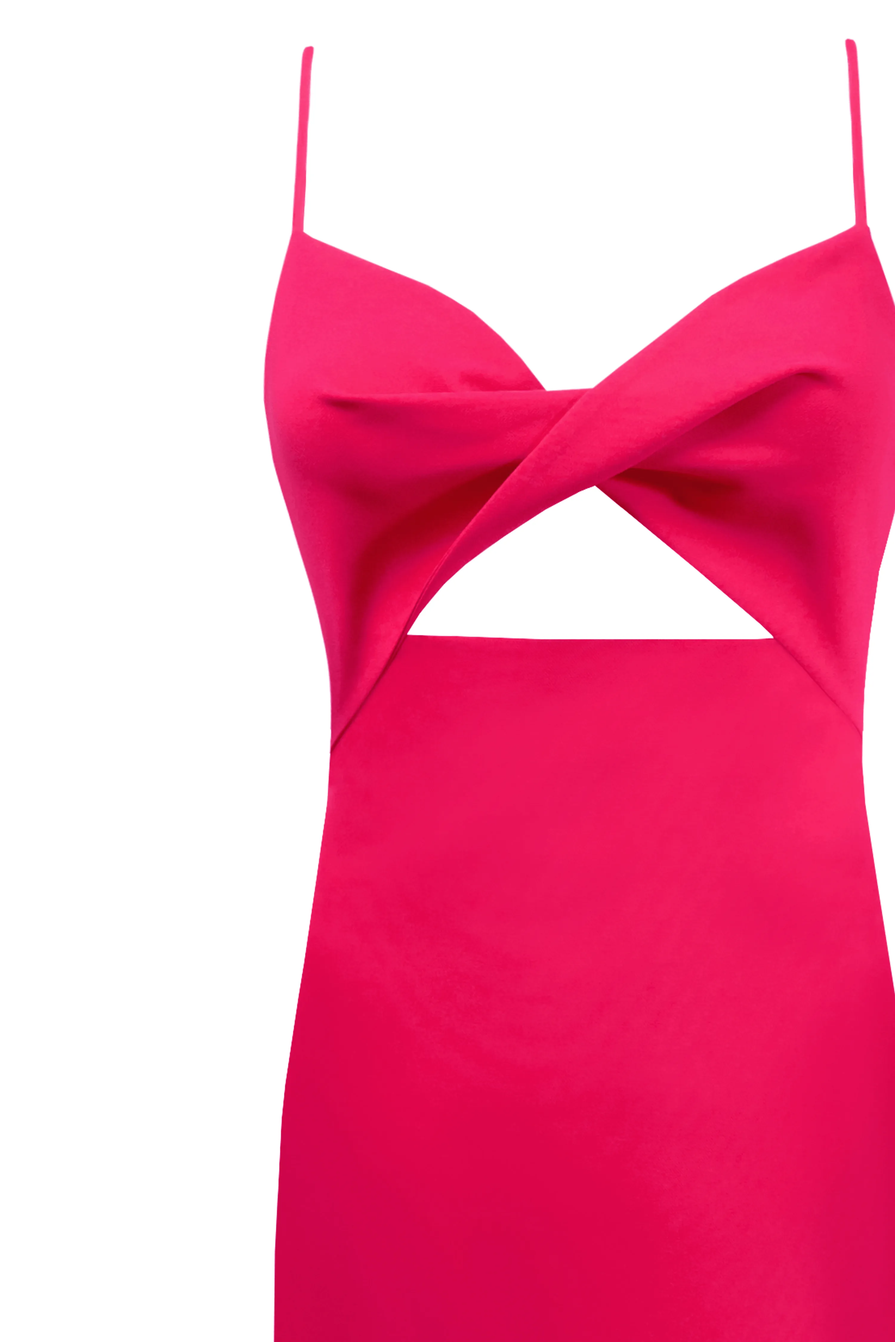 Twisted cutout fuchsia bodice maxi dress