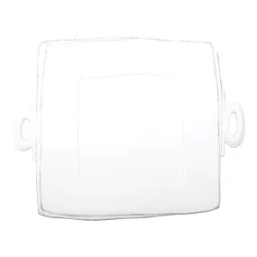 Vietri Lastra White Handled Square Platter