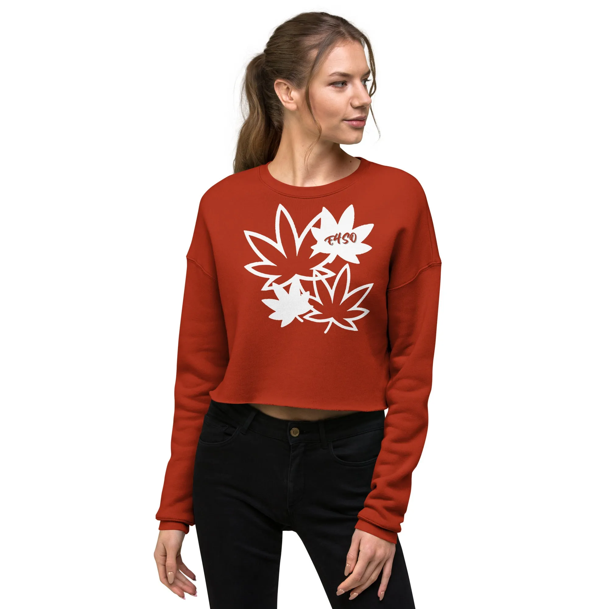 White Leaf E4SO Crop Sweatshirt