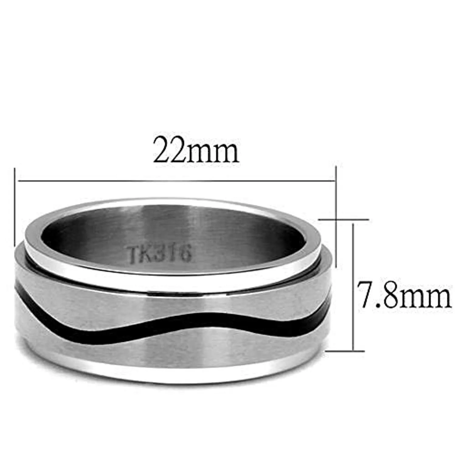 WildKlass Stainless Steel Ring High Polished Men Epoxy Jet