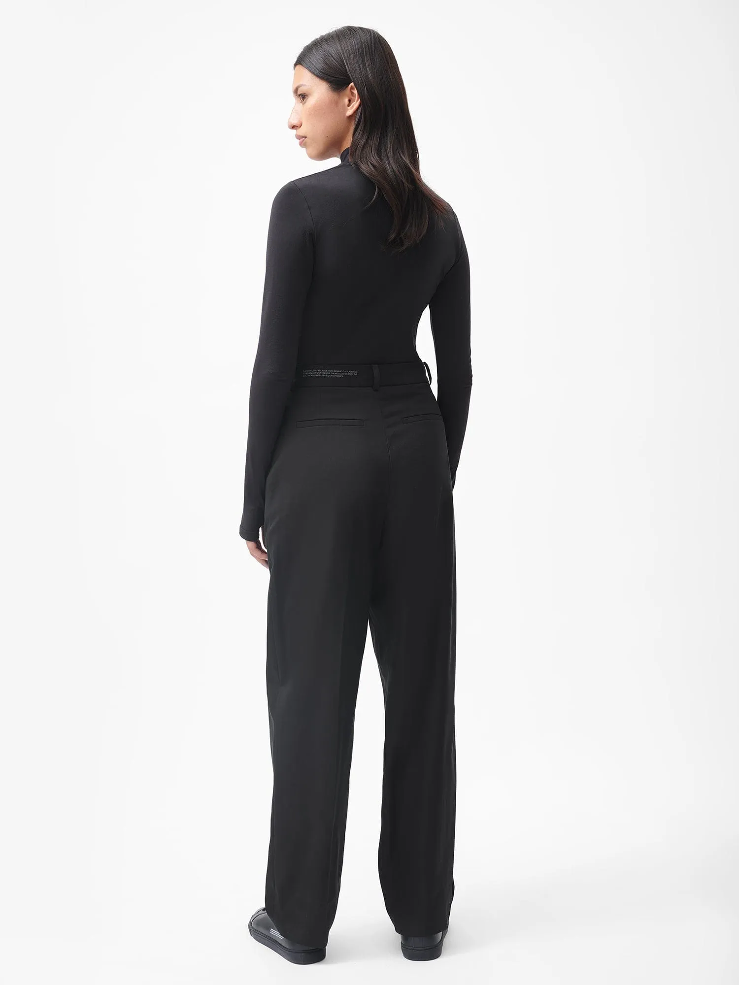 Women's Organic Cotton Tailored Trousers—black