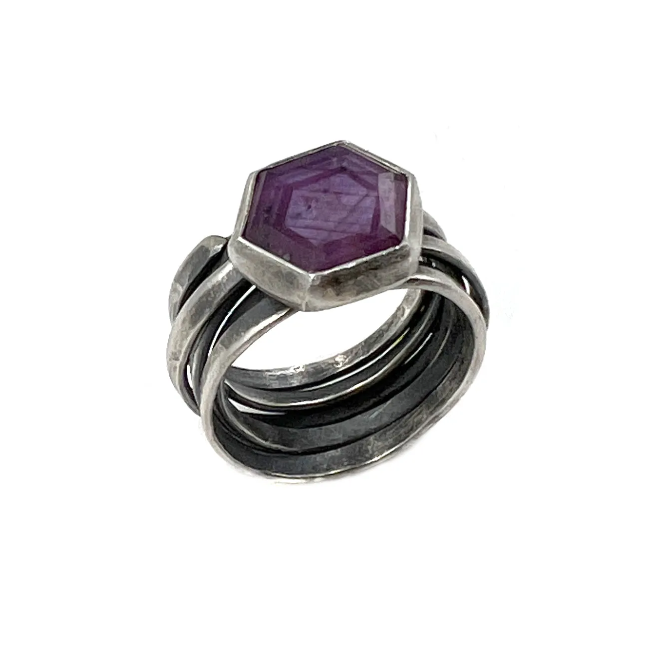 Wrap Ring, Hexagon Sapphire