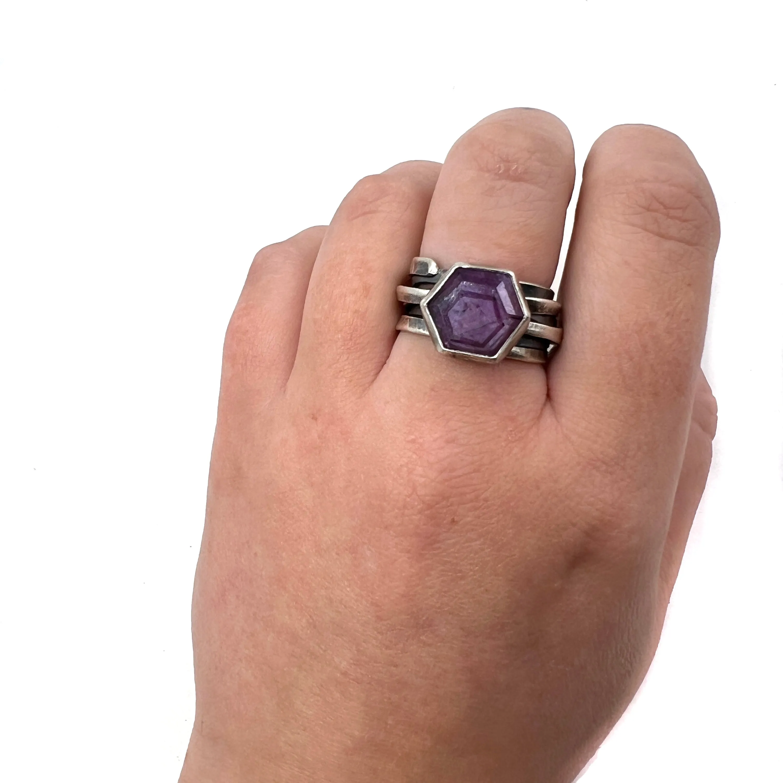 Wrap Ring, Hexagon Sapphire