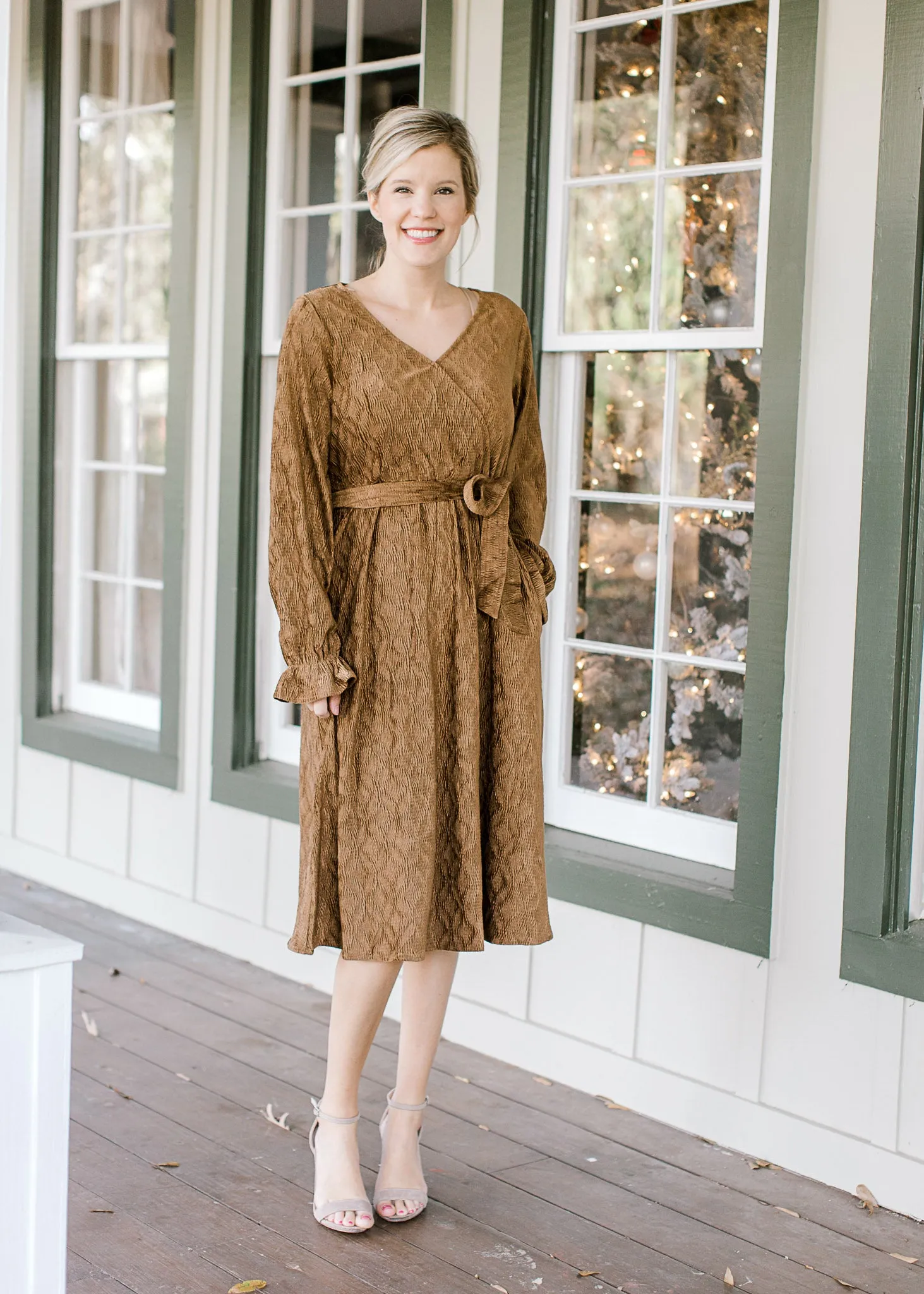 X Burnt Sienna Long Sleeve Dress